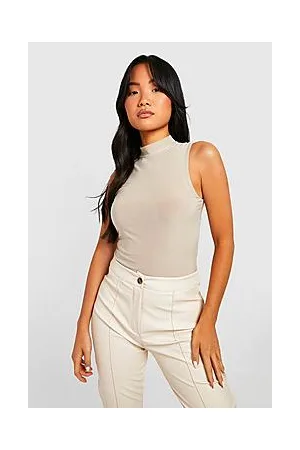 Boohoo Petite Double Layer Slinky High Neck Bodysuit