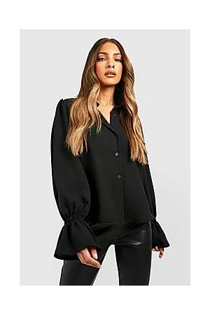 Boohoo Hammered Ruffle Volume Sleeve Blouse