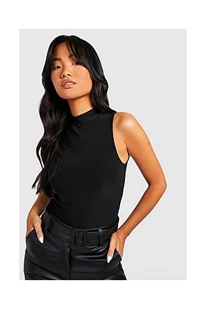 Boohoo Petite Double Layer Slinky High Neck Bodysuit