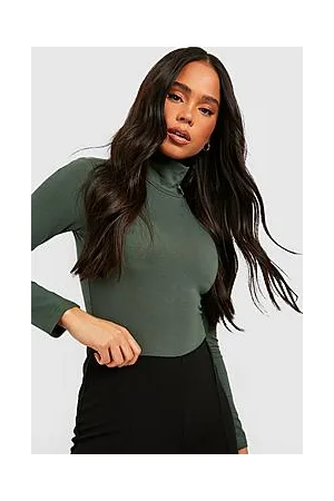 Boohoo Petite Basic Cotton Long Sleeve Roll Neck Bodysuit