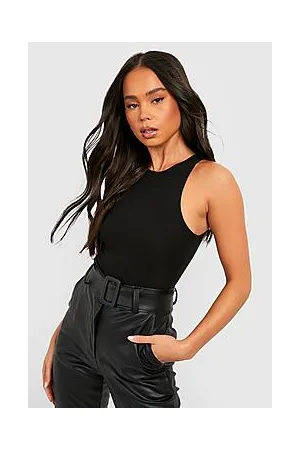 Boohoo Petite Basic Cotton Racer Neck Bodysuit