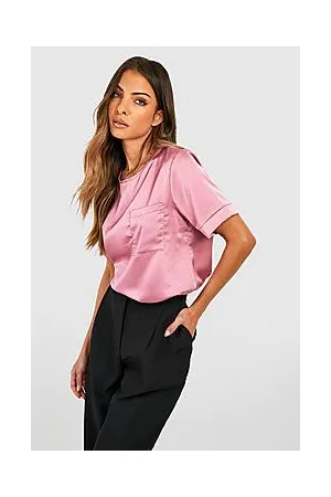 Boohoo Basic Satin Pocket Detail Blouse