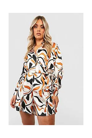 Boohoo The Plus Printed Wrap Playsuit