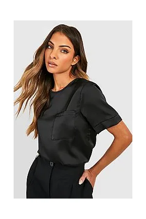 Boohoo Basic Satin Pocket Detail Blouse