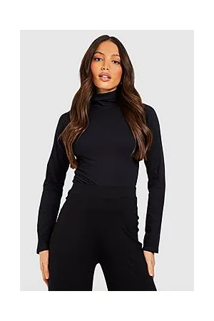 Boohoo Tall Basic Cotton Blend Roll Neck Longsleeve Bodysuit