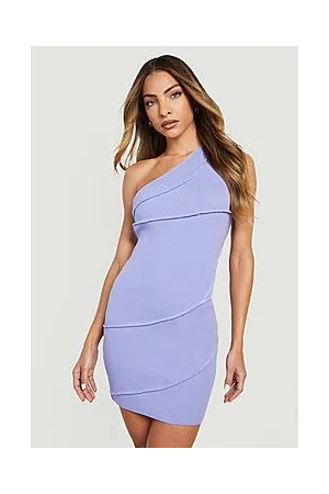 Boohoo Rib Knit Seam Detail Asymmetric Dress