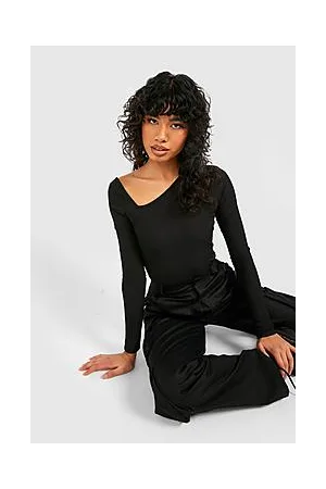 Boohoo Ribbed Cut Out Long Sleeve Bodysuit