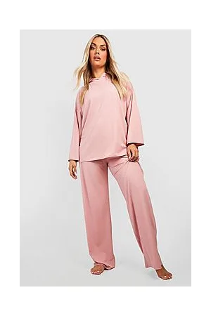 Boohoo Plus Soft Rib Hooded Lounge Set