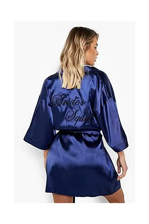 Boohoo Bride Squad Satin Embroidered Robe