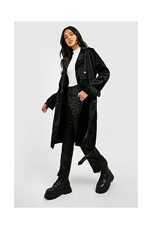 Boohoo Premium Shimmer Faux Leather Trench Coat