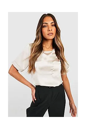 Boohoo Basic Satin Pocket Detail Blouse