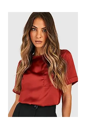Boohoo Basic Satin Pocket Detail Blouse