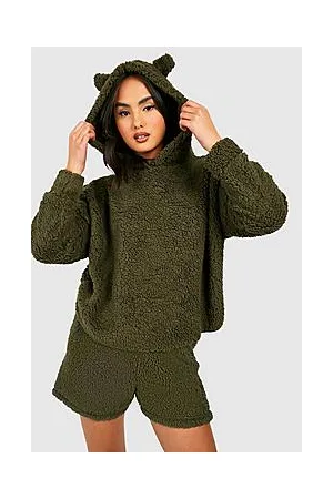 Boohoo Teddy Borg Hoody & Short Lounge Set
