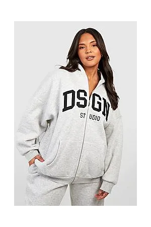 Boohoo Plus Applique Oversized Zip Through Hoodie