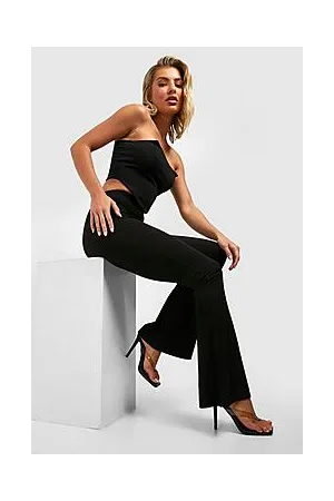 Boohoo High Waisted Basic Slinky Skinny Flared Trousers