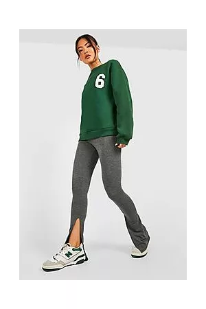 Boohoo Charcoal Mid Rise Basic Split Hem Leggings