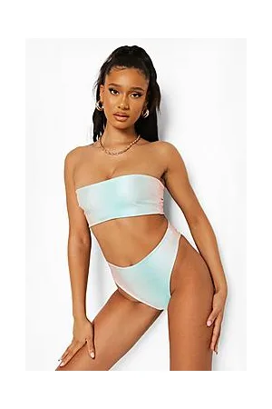 Boohoo Pastel Ombre High Waist High Leg Bikini Brief