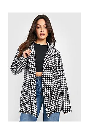 Boohoo Plus Dogtooth Relaxed Fit Blazer