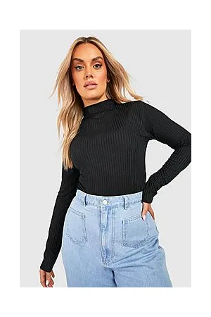Boohoo Plus Soft Knitted Rib Roll Neck Bodysuit