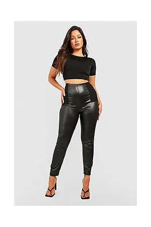 Boohoo Plus High Waisted Contour Panel Wet Look Leggings