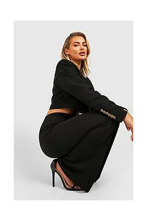 Boohoo Crepe High Waisted Flared Trousers