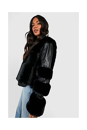 Boohoo Faux Fur Trim Biker Jacket