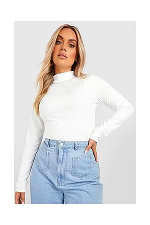 Boohoo Plus Soft Knitted Rib Roll Neck Bodysuit