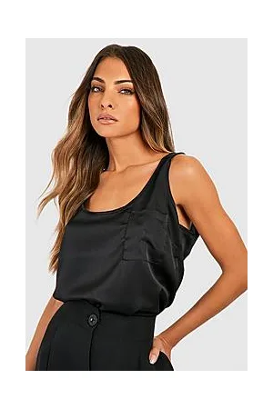 Boohoo Satin Round Neck Pocket Detail Cami