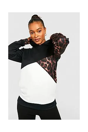 Boohoo Tall Leopard Colour Block Hoody