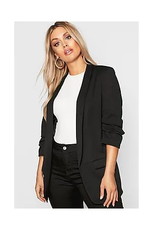 Boohoo Plus Lapel Detail Ruched Sleeve Blazer