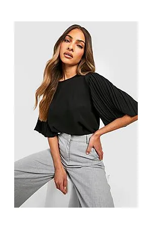 Boohoo Pleat Sleeve Woven Blouse