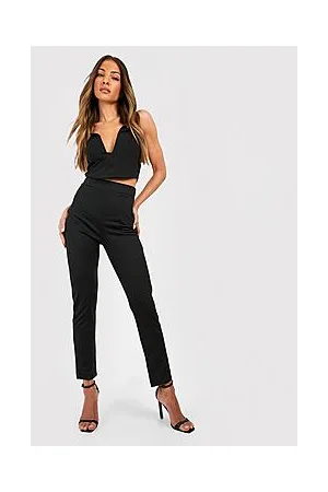 Boohoo Crepe High Waisted Tapered Leg Trousers