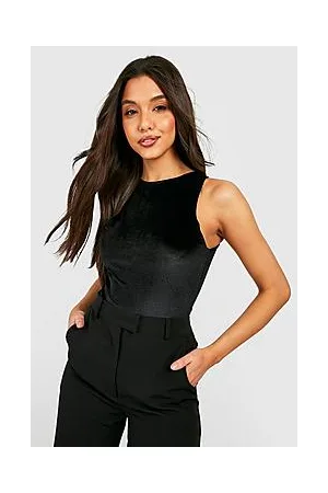 Boohoo Racer Neck Velvet Bodysuit