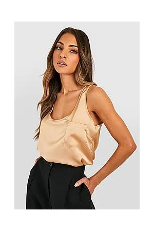 Boohoo Satin Round Neck Pocket Detail Cami