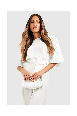 Boohoo Pleat Sleeve Woven Blouse