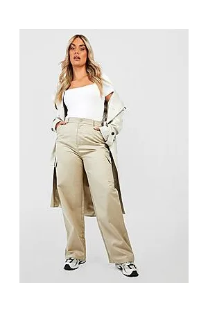 Boohoo Plus High Waisted Straight Leg Cargo Trousers
