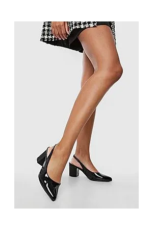 Boohoo Wide Fit Patent Heeled Pointed Ballet