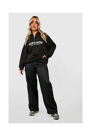 Boohoo Plus High Waisted Straight Leg Cargo Trousers