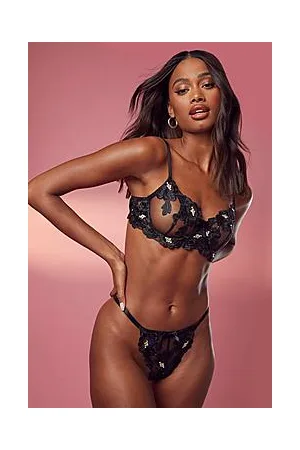 Boohoo Floral Lace Bra, Suspender & Thong
