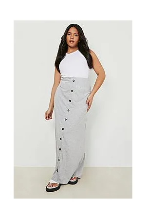 Boohoo Plus Jersey Horn Button Maxi Skirt