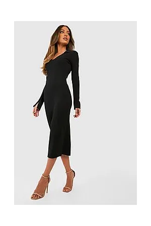 Boohoo Collared Split Sleeve Midi Dress