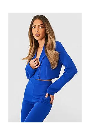 Boohoo Basic Jersey Double Button Cropped Blazer