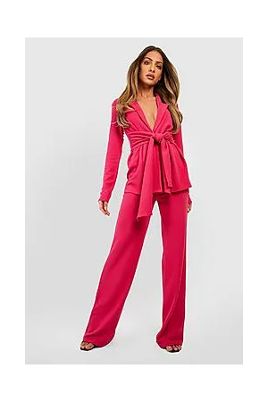 Boohoo Basic Jersey Side Split Straight Leg Trousers