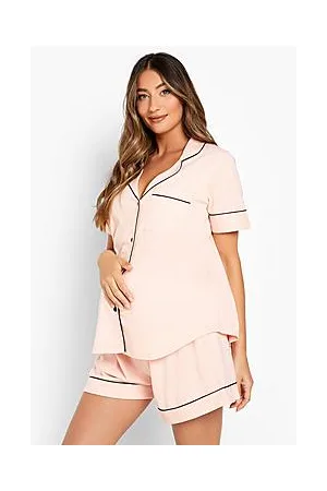 Boohoo Maternity Jersey Piping Button Pj Short Set