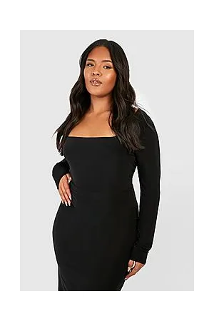 Boohoo Plus Double Layer Slinky Square Neck Bodysuit