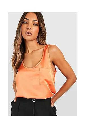 Boohoo Satin Round Neck Pocket Detail Cami
