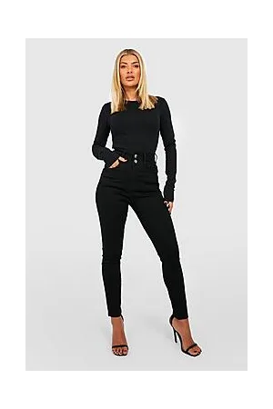 High Waisted Butt Shaping Skinny Split Hem Flared Jeans