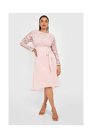 Boohoo Plus Occasion Lace Contrast Midi Dress