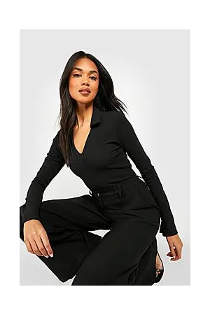 Boohoo Collared Split Sleeve Crepe Bodysuit