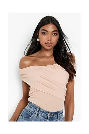 Boohoo Tall Recycled Bardot Ruched Detail Bodysuit